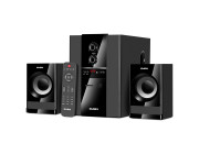 SVEN MS-1821 Black,  2.1 / 20W + 2x12W RMS, FM-tuner, USB & SD card Input, Digital LED display, remote control, all wooden, (sub.3.9- + satl.3.15-)